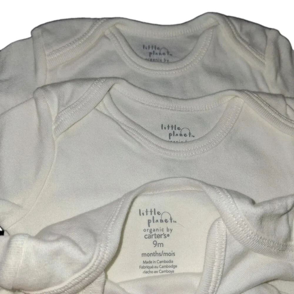 5 Pcs 3 9 Month Little Planet Organic By Carter’s White Bodysuits 1 2pc Carter's